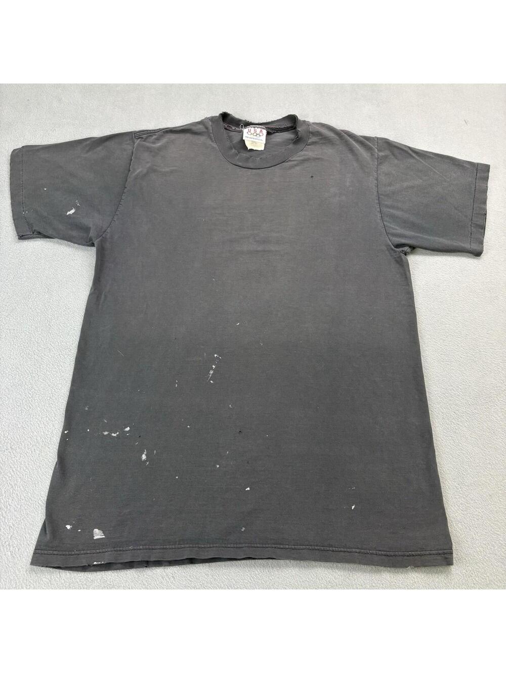 Vintage 90s Sun Faded Distressed Blank Olympics T Shirt Slim Large Black